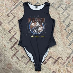 Shein Figure and Letter Graphic Tank Bodysuit